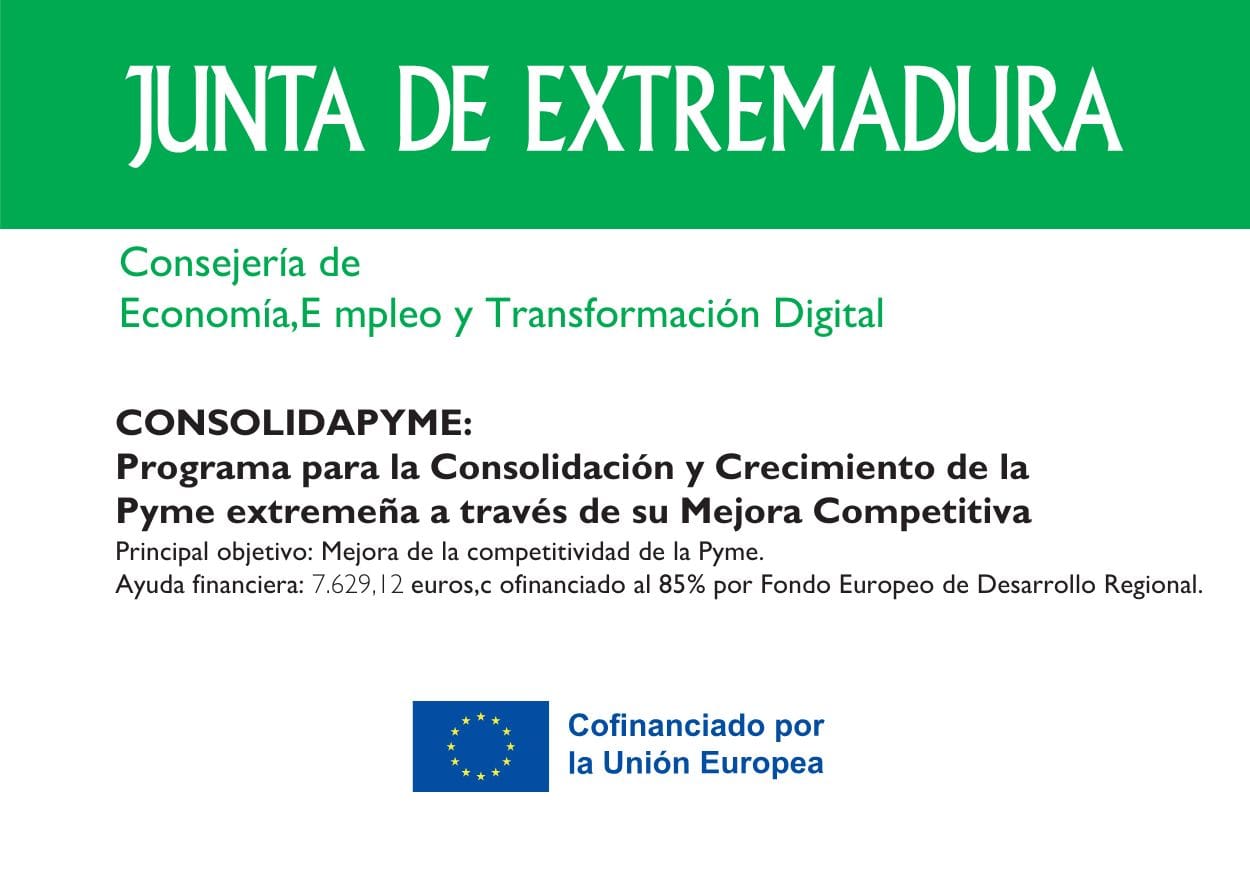  Cartel De Publicidad de la Junta de extremadura, programa para la consolidacion y crecimiento de la pyme extremeña a través de su mejora competitiva